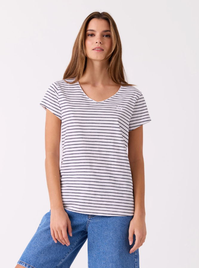 Agnais Stripe T-Skjorte Sky Captain