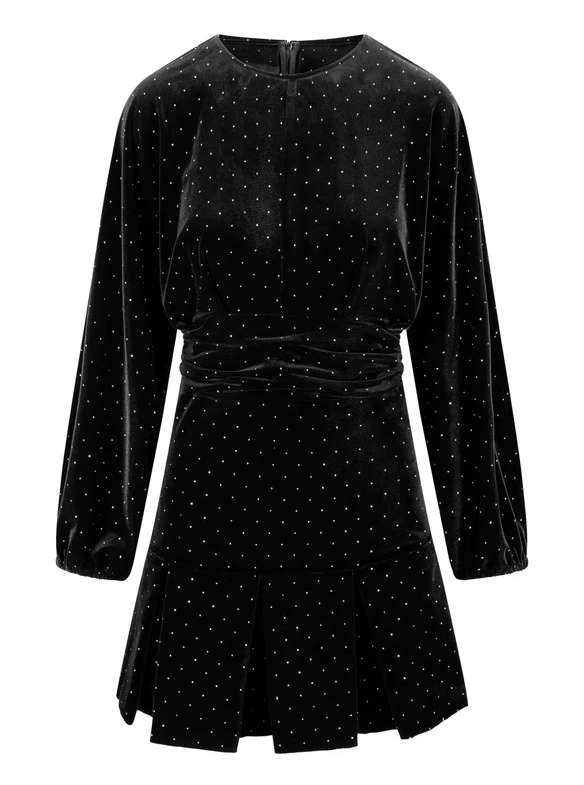 Jamal Stud Velour Dress Black