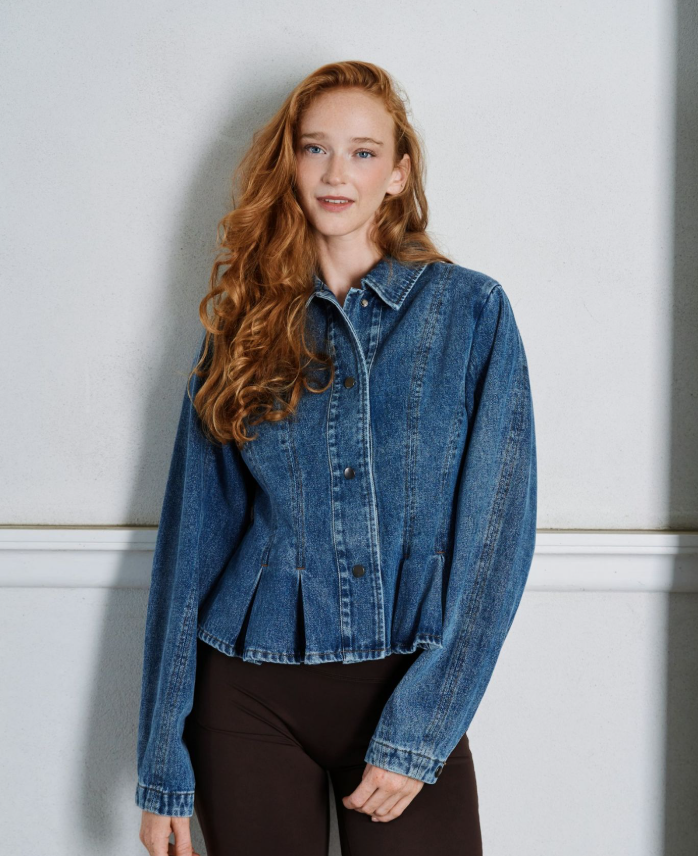 Rivora Denim Peplum Jacket Blue