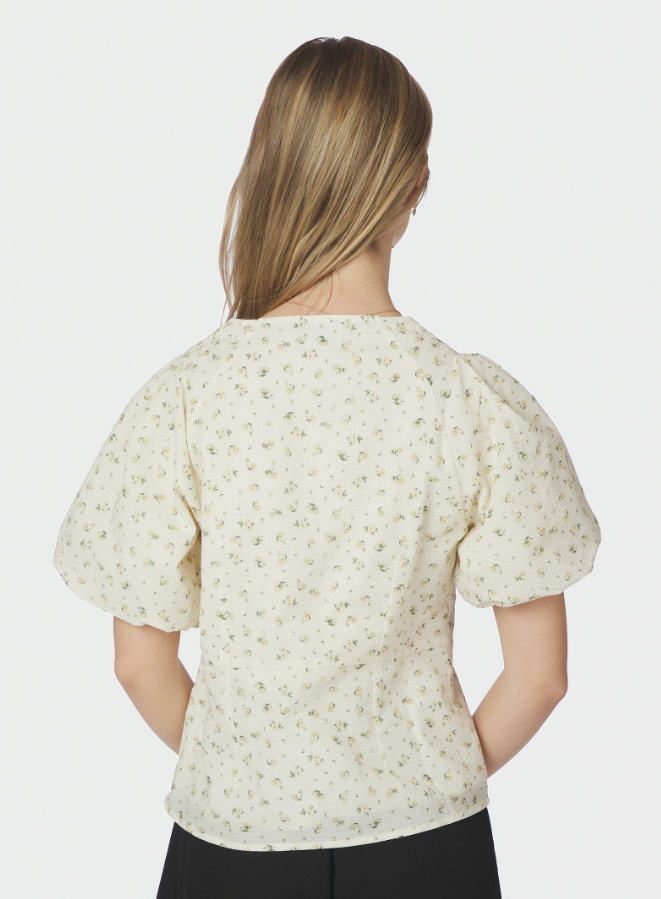 Irina Small Rose Flower Blouse light Yellow