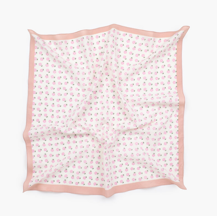 Skjerf med Daisy Print 65x65cm Lys Rosa