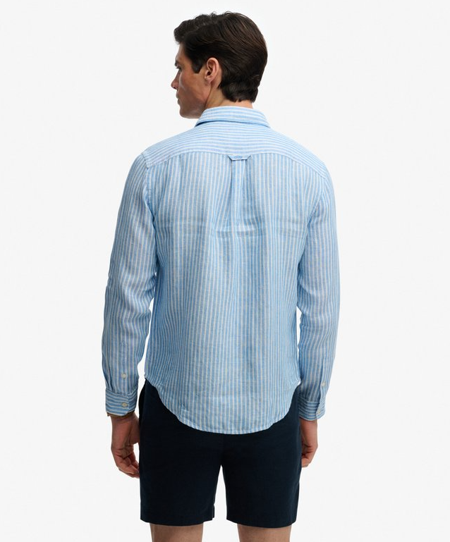 Riviera L/S Linen Shirt Classic Blue Stripe