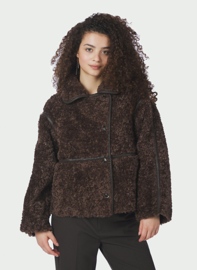 Castor Faux Fur Jacket Dark Brown