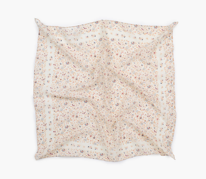 Scarf With Flowers 60x60 cm Offwhite