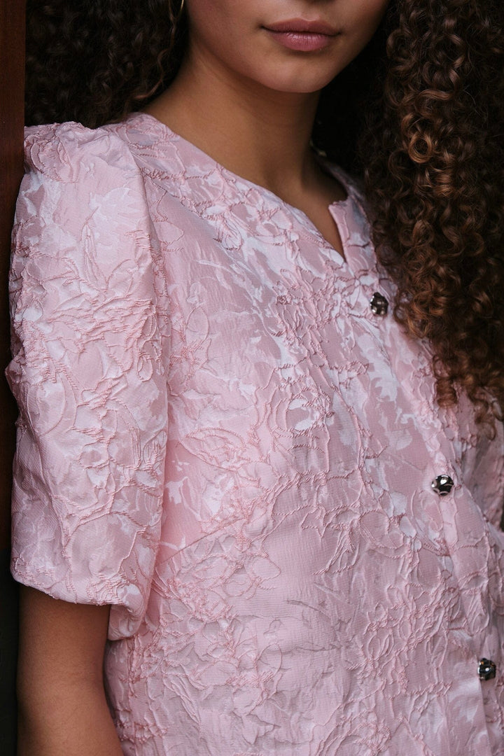 Aisa Soft Brocade Blouse Light Pink