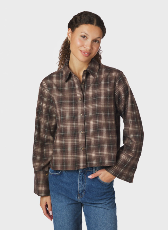 Jaylin Flannel Check Shirt Dark Taupe