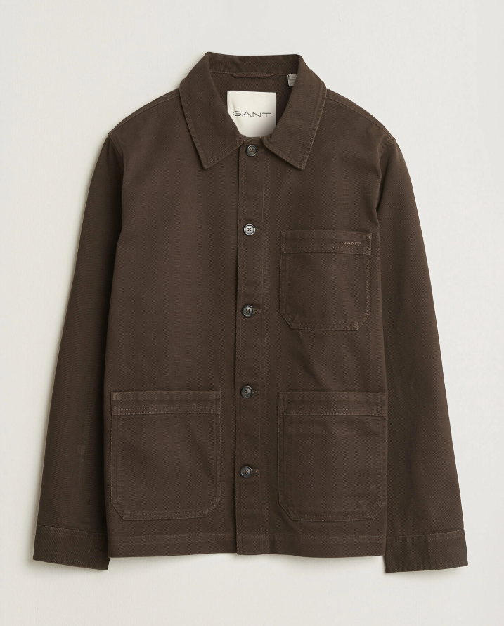 Reg Brushed Twill Overshirt Black Brown