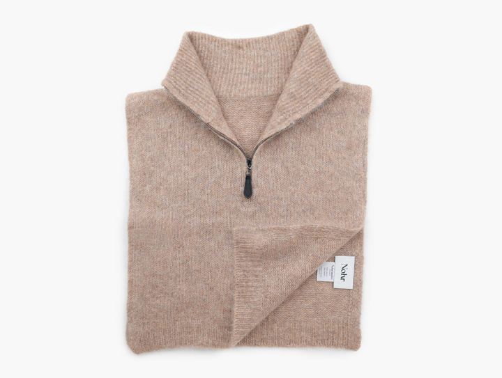 Nohr Gabriella Wool Mohair Zip Neck Beige