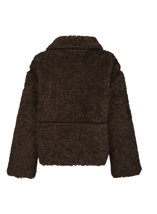 Castor Faux Fur Jacket Dark Brown