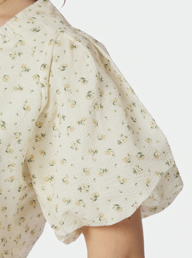 Irina Small Rose Flower Blouse light Yellow