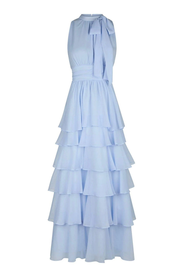Marli Solid Chiffon Dress Light Blue