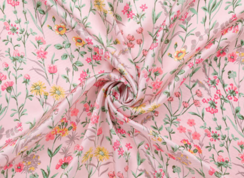 Skjerf med Floral Print 70x70 cm Lys Rosa