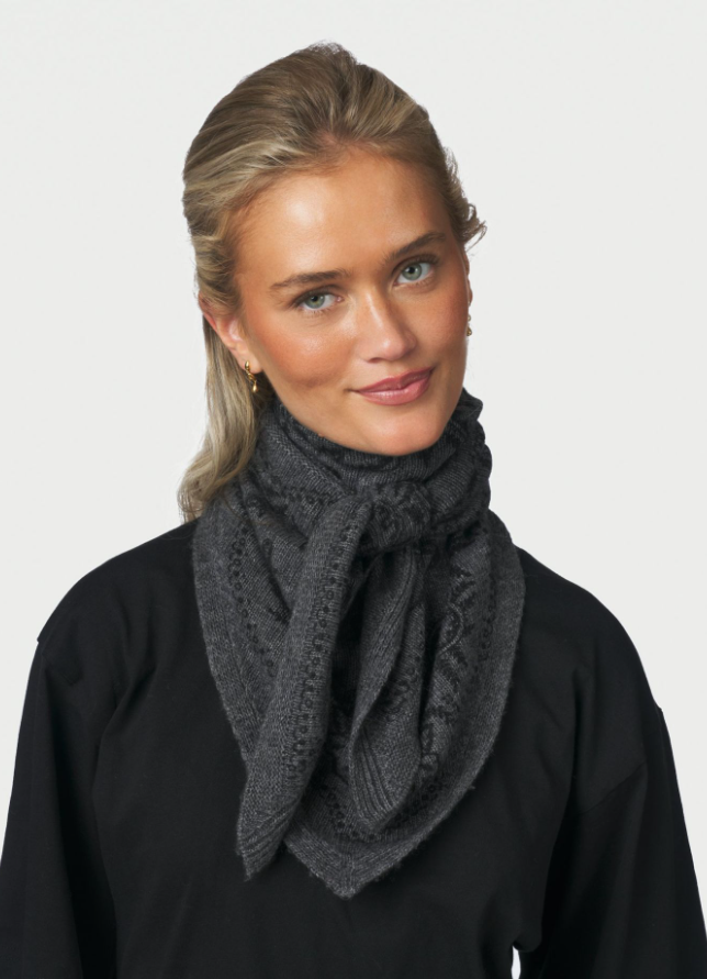 Lolana Paisley Knit Scaf Antracit Melange
