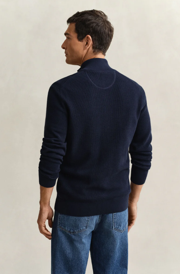 Waffle Knit Zip Cardigan