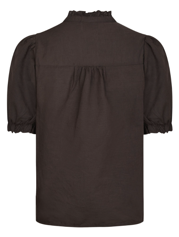 Odesa Linen Blouse Dark Brown