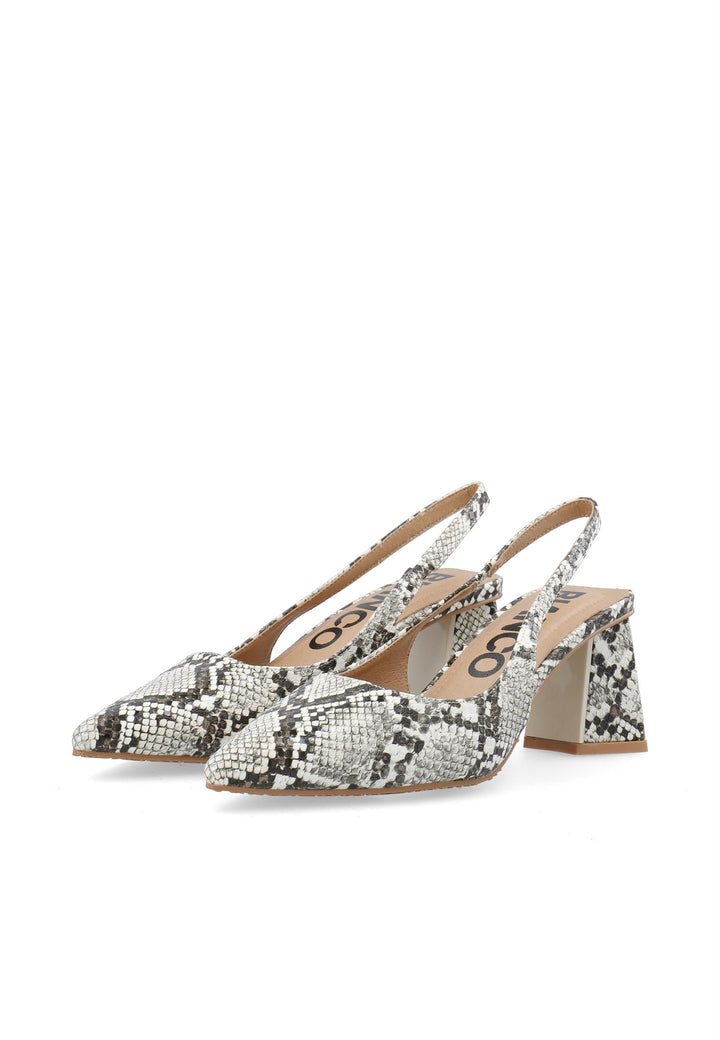 BIAMARALYN Slingback Faux Leather White Snake
