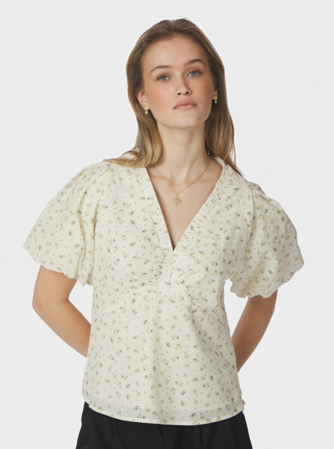 Irina Small Rose Flower Blouse light Yellow