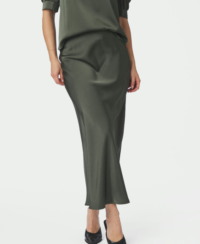 Vicky Heavy Sateen Skirt Deep Green