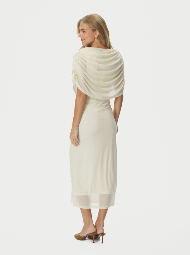 Tottuna Long Drapy Mesh Dress Light Yellow