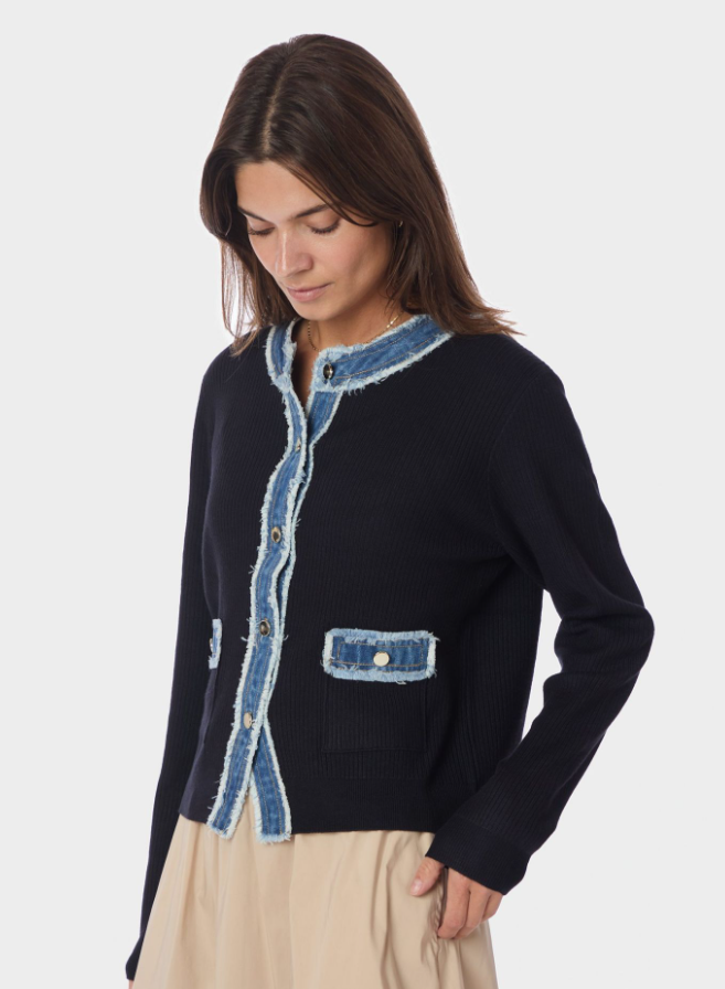 Zelma Knit Denim Cardigan