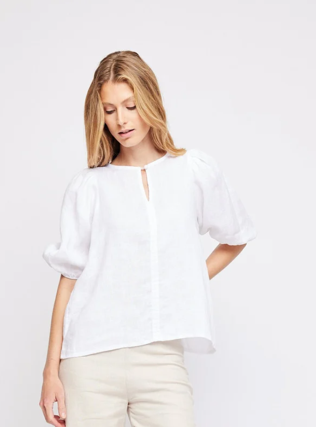 Anna Linen Top White
