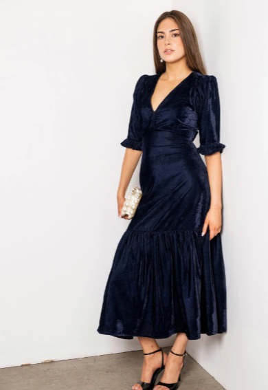Ophelia Dress Velvet Blue Sapphire