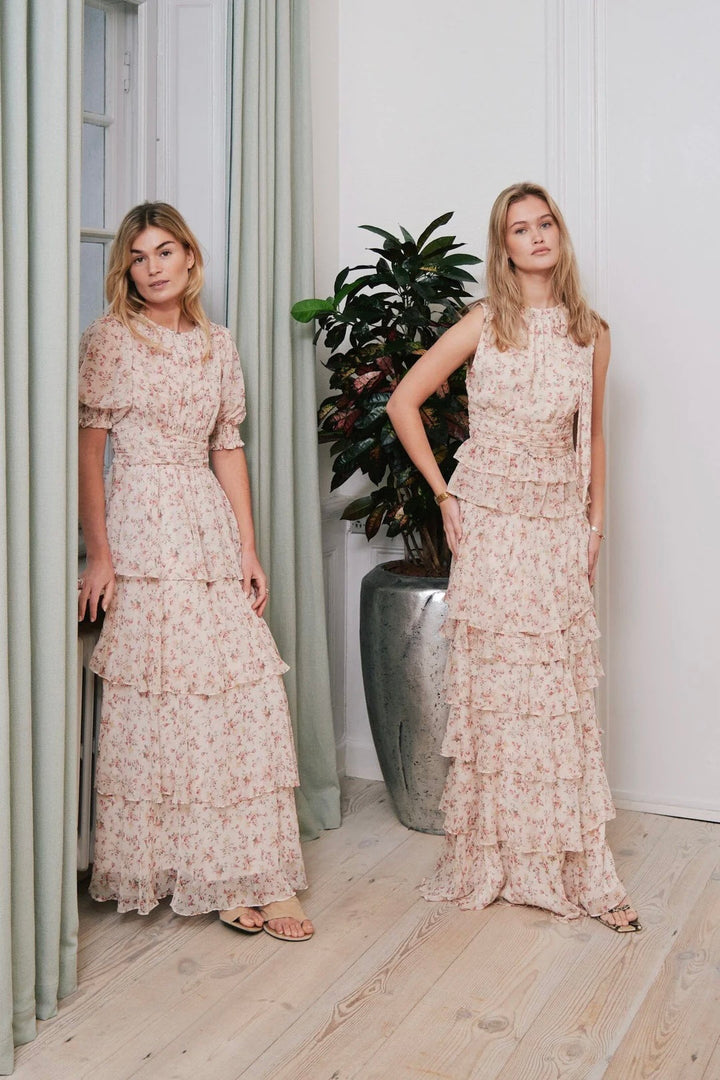 Sable Meadow Printed Dress Creme