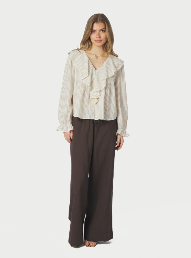 Heifa Linen Pants Production Dark Brown