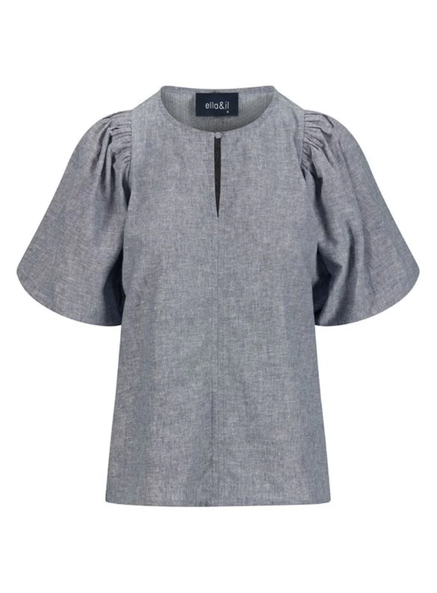 Anna Linen Top Denim Blue