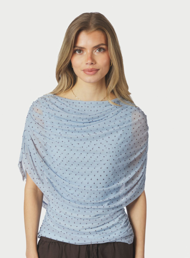Cottuna Dot drapy Mesh Top Light Blue