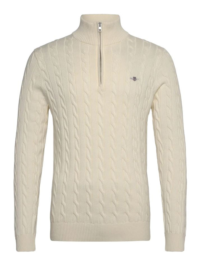 Cotton Cable Half Zip Cream