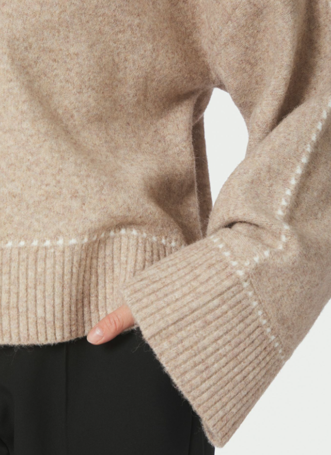 Roeme Knit Stitch Blouse Beige Melange