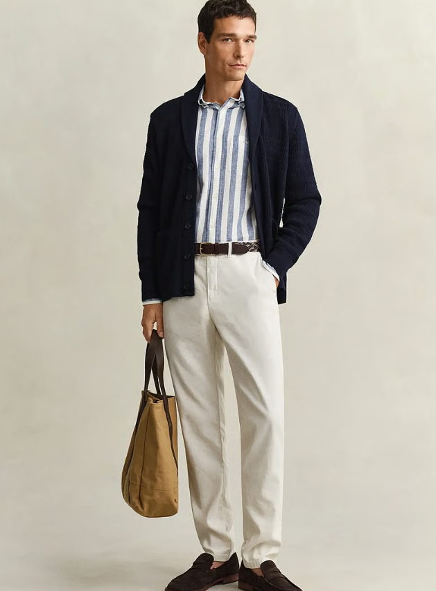 Mini Cable Shawl Collar Cardigan Evening Blue