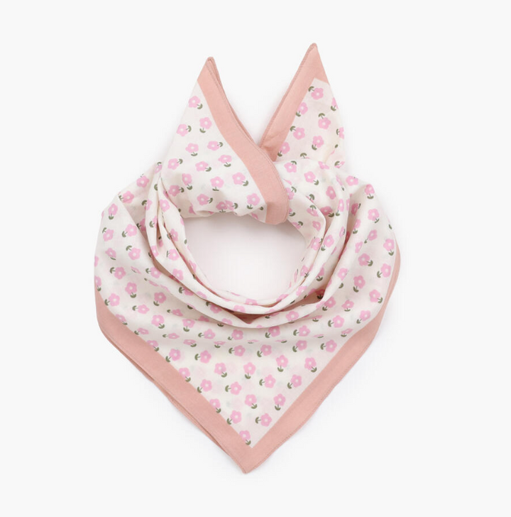 Skjerf med Daisy Print 65x65cm Lys Rosa
