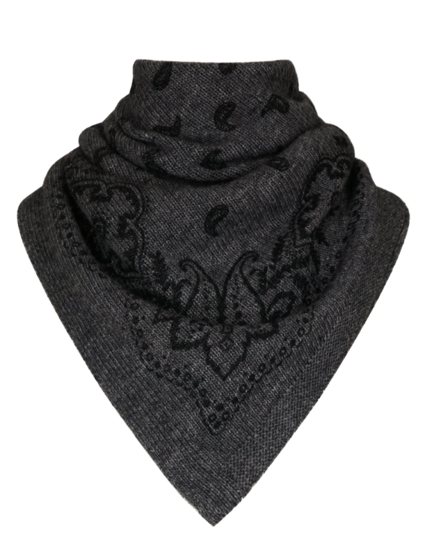 Adelina Paisley Knit Scarf Antracit Melange