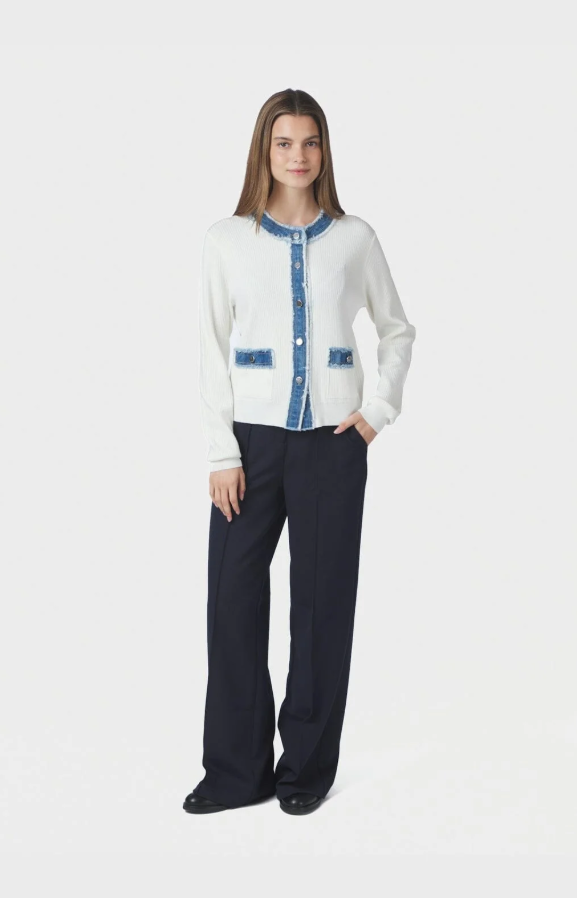 Zelma Knit Denim Cardigan Offwhite
