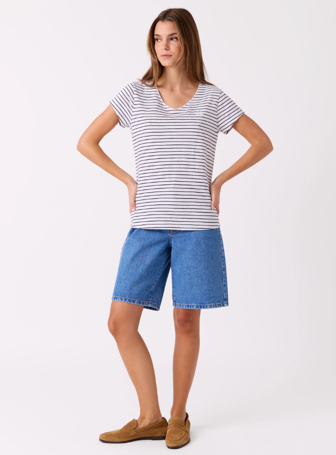 Agnais Stripe T-Skjorte Sky Captain