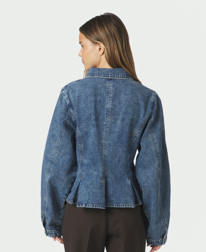 Rivora Denim Peplum Jacket Blue
