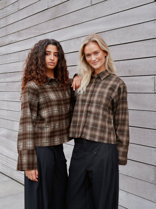 Jaylin Flannel Check Shirt Dark Taupe