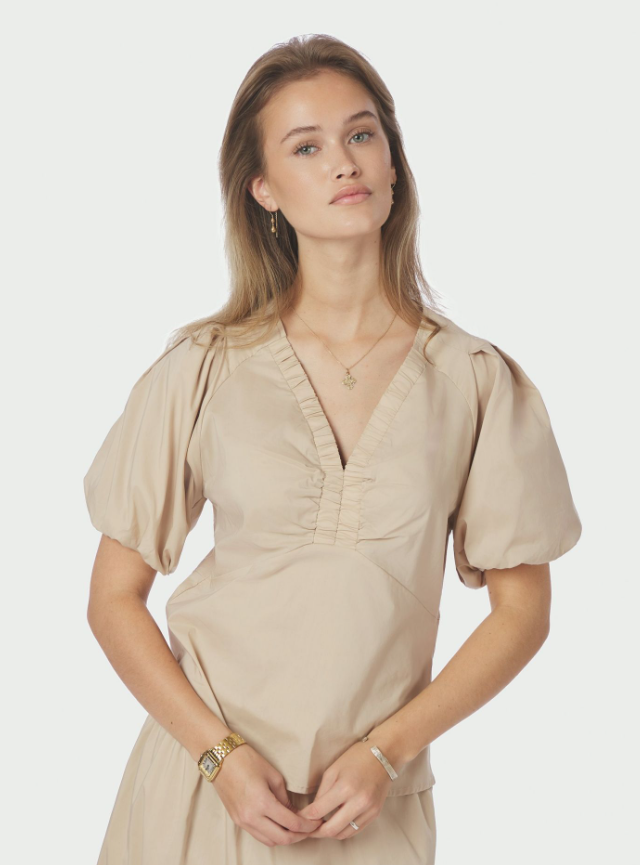 Irina Poplin Blouse Dark Sand