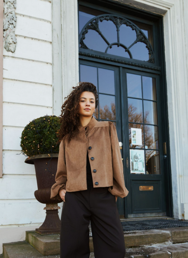 Tirsa Faux Suede Jacket Cognac