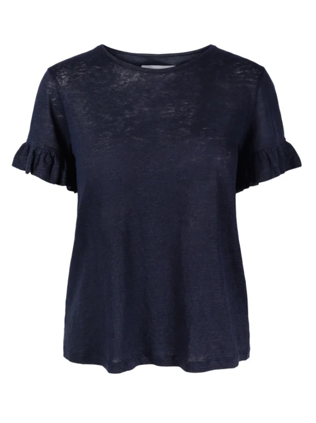 Lara Linen Tee Navy