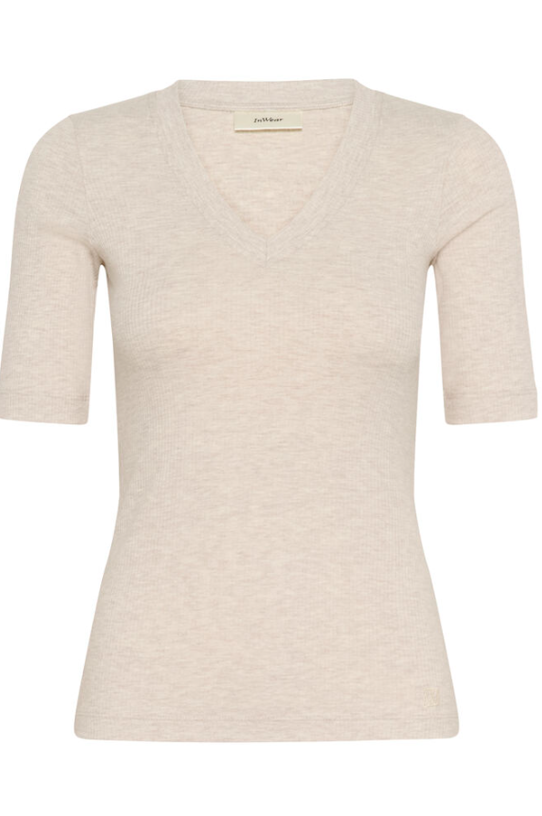 DagnaIW Melange V T-Shirt Ecru