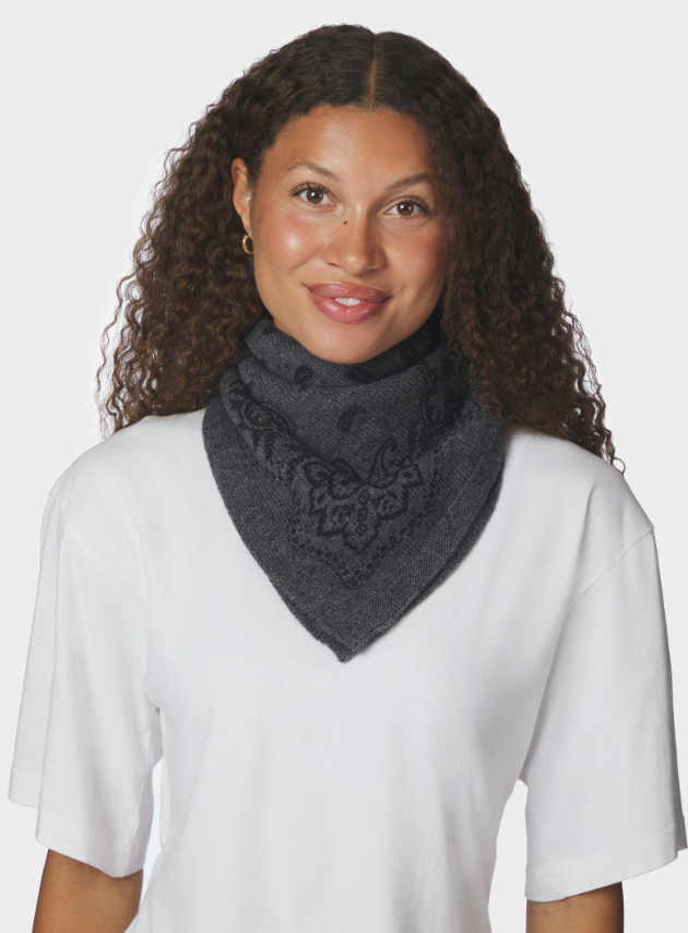 Adelina Paisley Knit Scarf Antracit Melange
