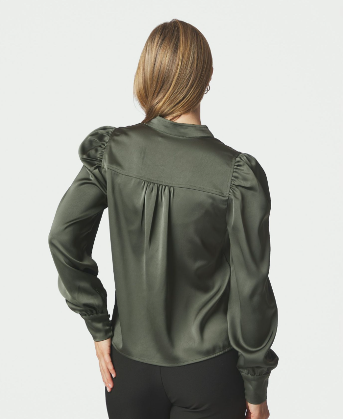 Rosslyn Heavy Sateen Blouse Deep Green