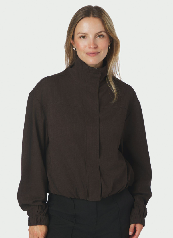 Felicity Zip Blouse Dark Brown