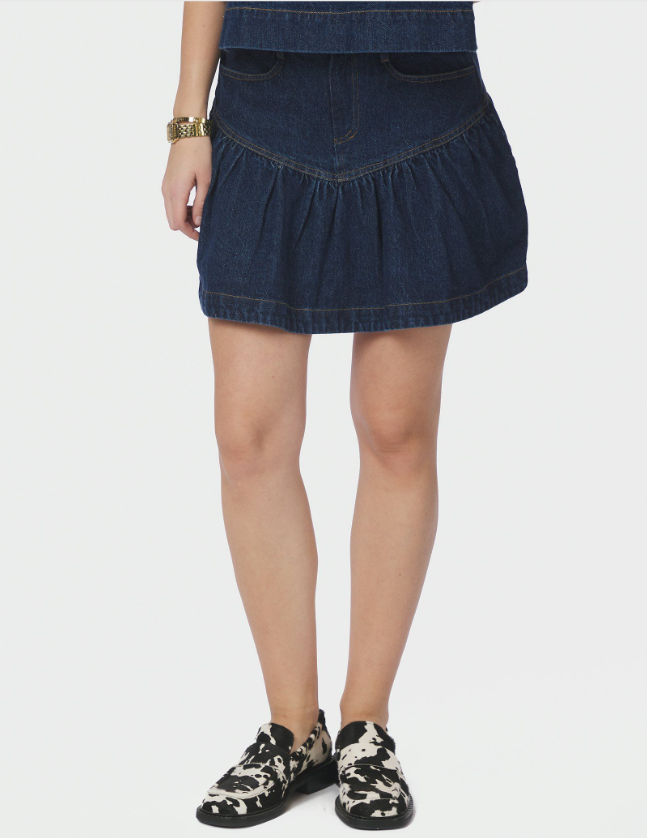 Tipa Denim Frill Skirt Blue
