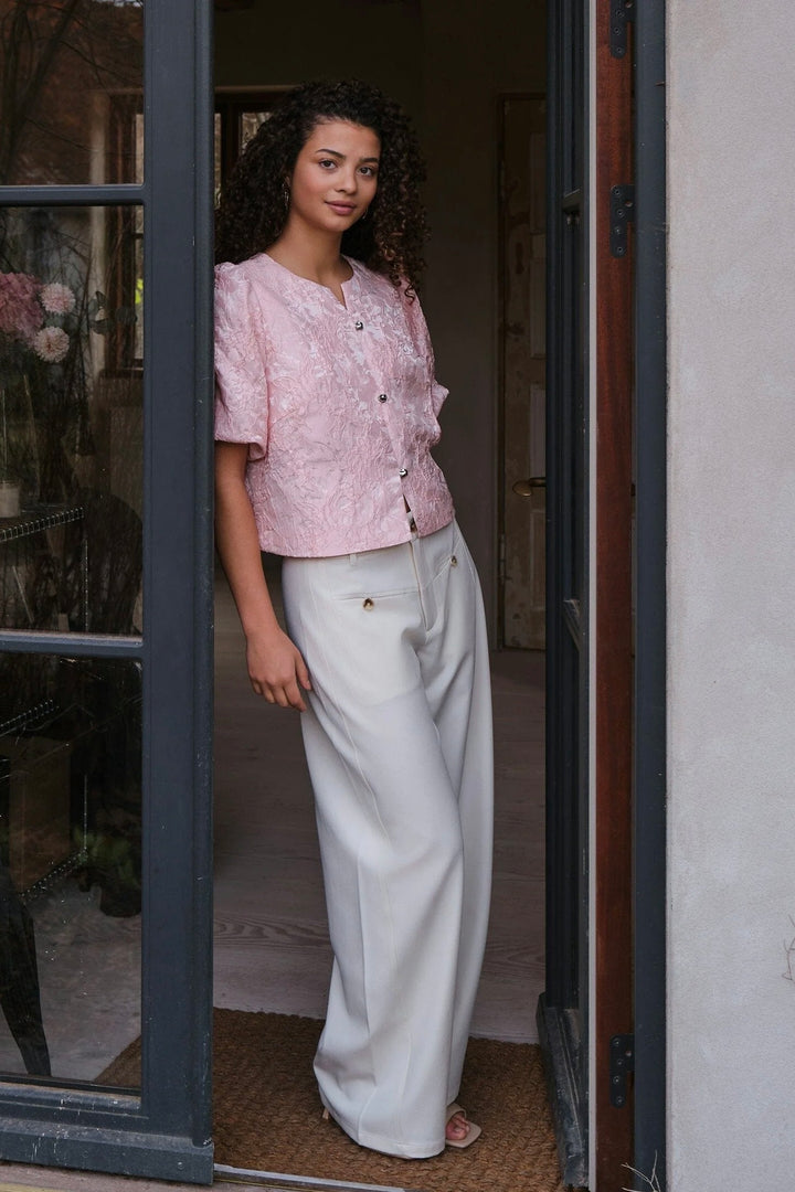 Aisa Soft Brocade Blouse Light Pink