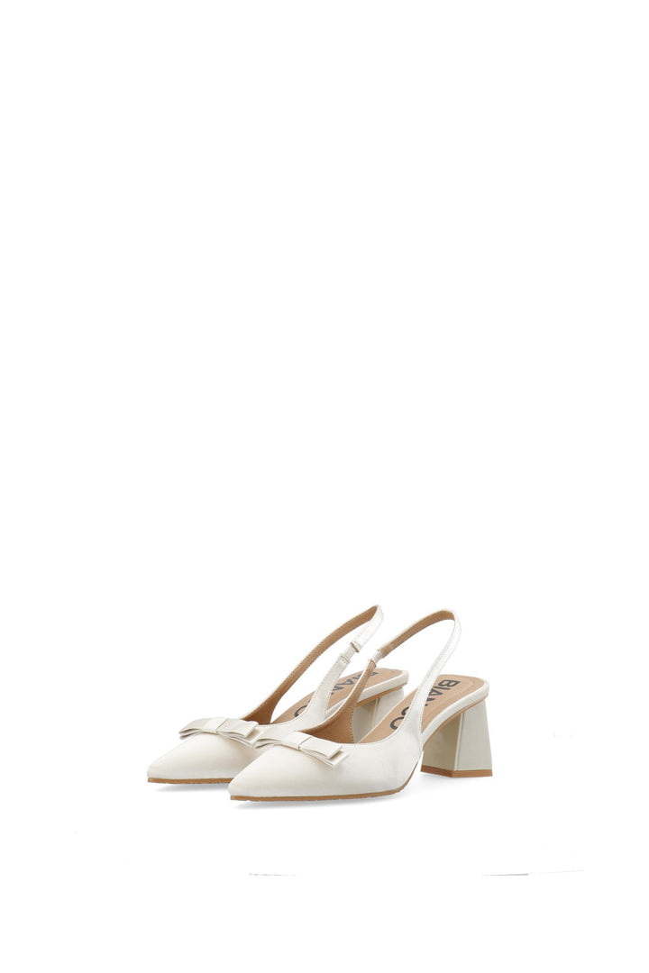 BIAMARALYN Bow Slingback Satin Offwhite