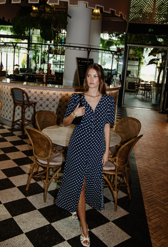 Angela Dress Polka Blue